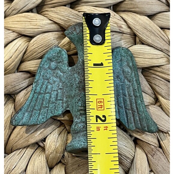 Vintage Patina Wrought Iron American Eagle Flagpole Stove Lamp Finial Topper - Picture 6 of 7